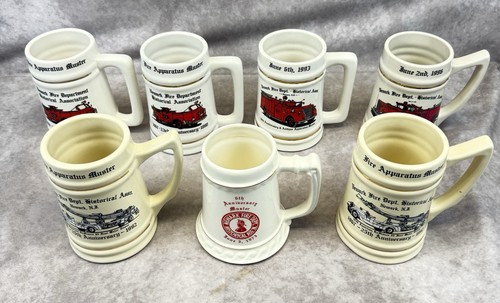 Newark NJ Fire Dept Mug Lot Fire Apparatus Muster Vintage Firefighter Set