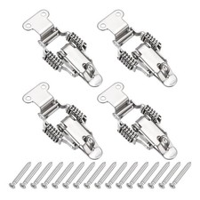 Stainless Steel Spring Loaded Toggle Latch with Angle Hook, S,Silver 4 Pcs