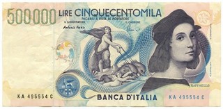 500000 LIRE BANCA D'ITALIA RAFFAELLO LETTERA A 13/05/1997 BB