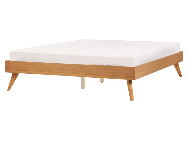 Bett Mit Hohen Beinen Lattenrost 160 X 200 Cm Holzoptik Hellbraun Berric-image