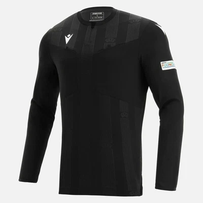UEFA ARBITRE HOMME - MAILLOT MATCH DAY NOIRE LS - FOOTBALL MACRON M21 - Photo 1/2