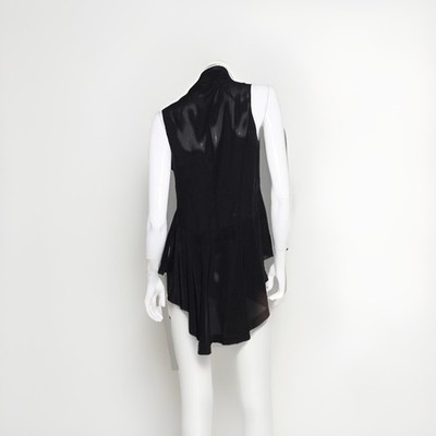 Derek Lam Blouse Black Silk Ruffle V-Neck Long Back Sleeveless Shirt Top Size 6
