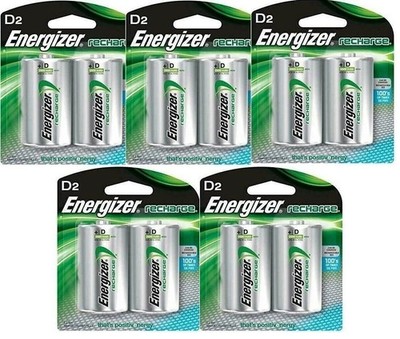 10 Energizer Rechargeable D D2 NiMH 2500mAh