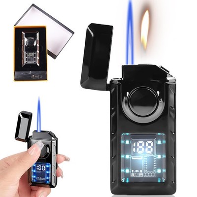 MultiFunctional Doppelflammenfeuerzeug, Feuerzeug mit Zwei Flammen mit sichtb...