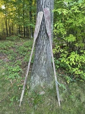 Vintage Brown/Green Oak Wood Boat Oars 83 1/2" FREE SHIPPING 