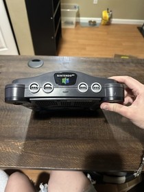 Black Nintendo 64 N64 System W/Hookups & 1 Purple Controller Tested/Works