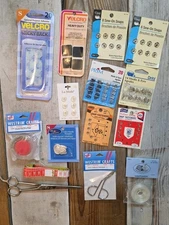 VTG Mixed Sewing Lot Snaps Buttons Scissors Dritz Prym New + Partial Pack