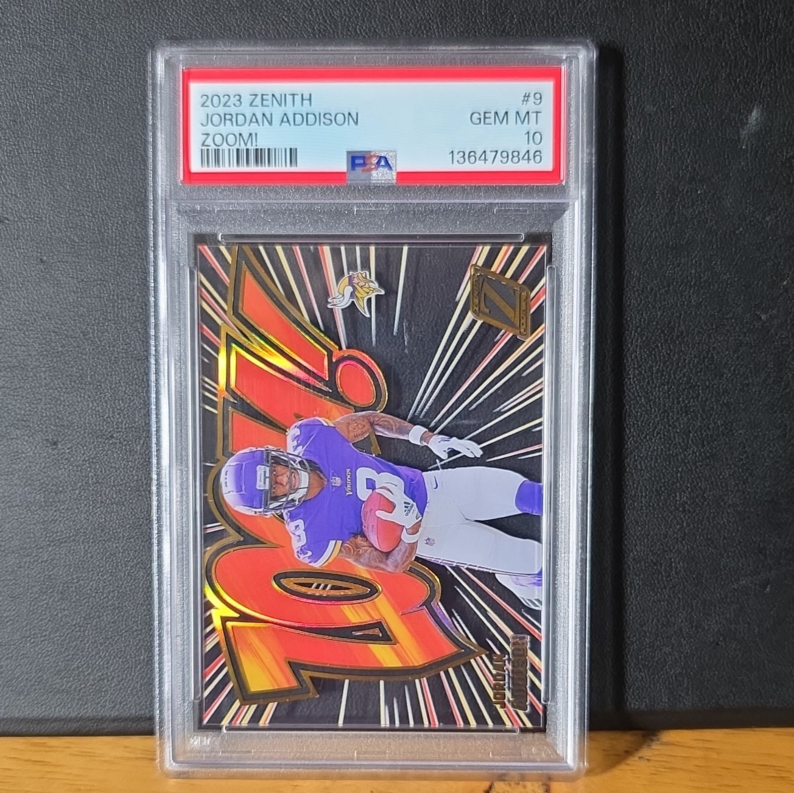 Panini 2023 Zenith Zoom! Jordan Addison Vikings RC #9 PSA 10 Football Card