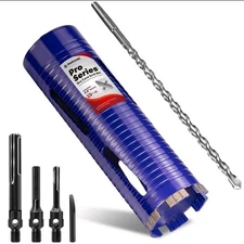 3" Pro Dry Core Drill Bit with Pilot Bit & 3 Adapters (SDS Plus/Sds Max/1/2 Hex)