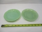 (2) Anchor Hocking FIRE KING Alice JADEITE Green 6-1/8" Saucer (1) is Marked EC