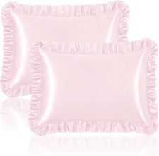 Ruffle Satin Pillowcase for Hair and Skin, Standard Size Satin Pillow Covers Sil