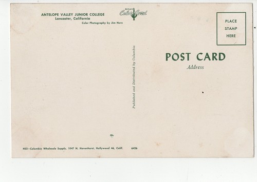 Antelope Valley Junior College, Lancaster, California Postcard - Picture 2 of 2