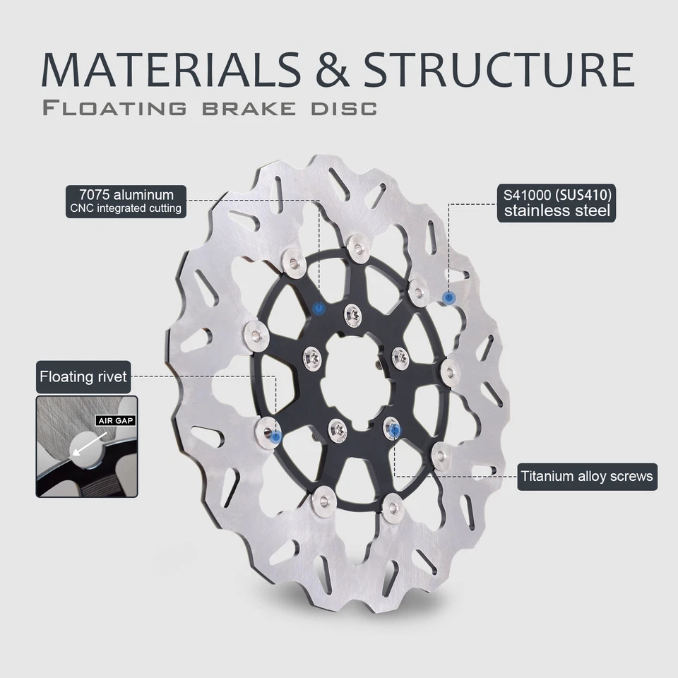 Rotor de disco de freno 11,8" delantero para Harley Touring Street Glide Road King Softail Foto 4 de 4