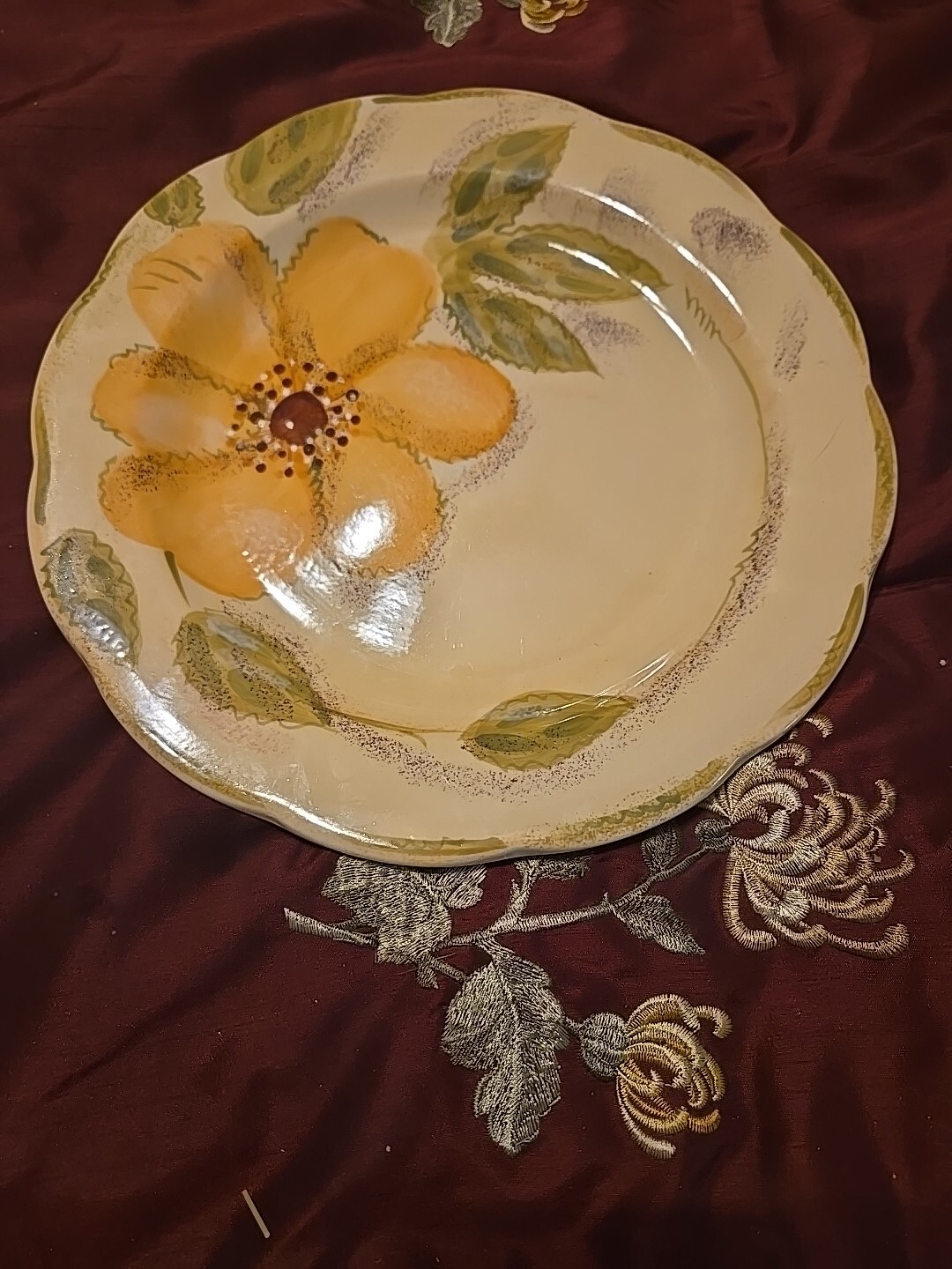 Dinner Plate By Gibson China , Hand Painted.