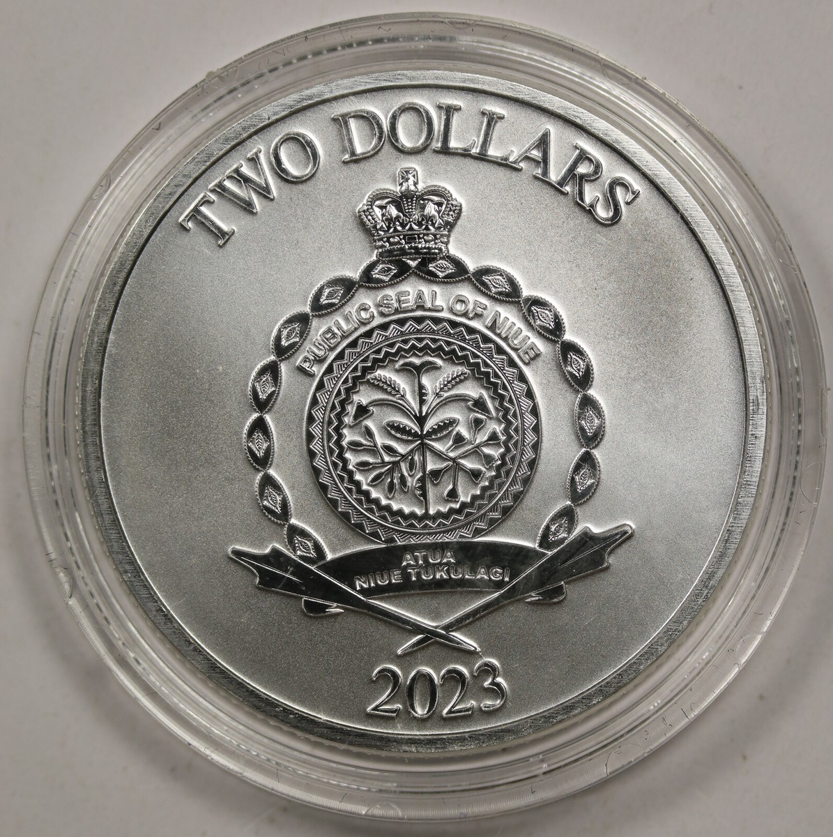 2023 Two Dollars Public Seal of Niue Roaring Lion .9999