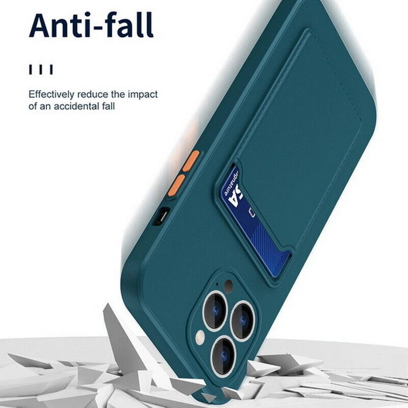 Durable Silicone Wallet Phone Case for iPhone 11 12 13 14 15 Pro with Card Holder