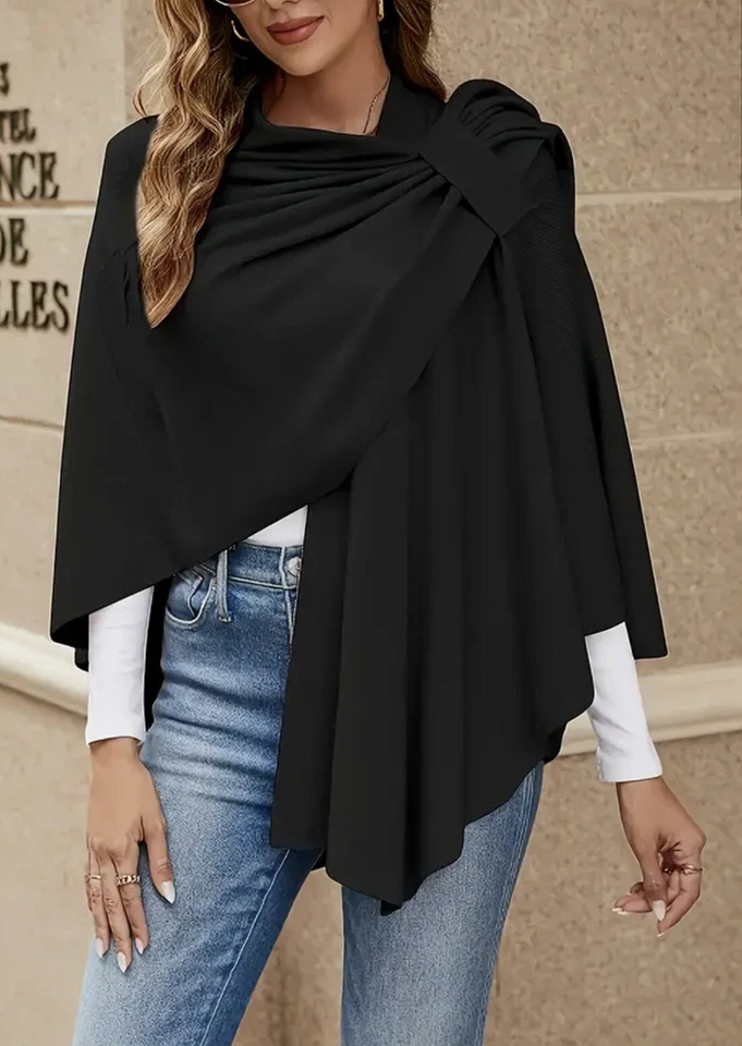 Women Ethnic Bohemian Knit Halloween Cape Shawl Wrap Scarf Stole Poncho Cardigan - Image 2 of 4