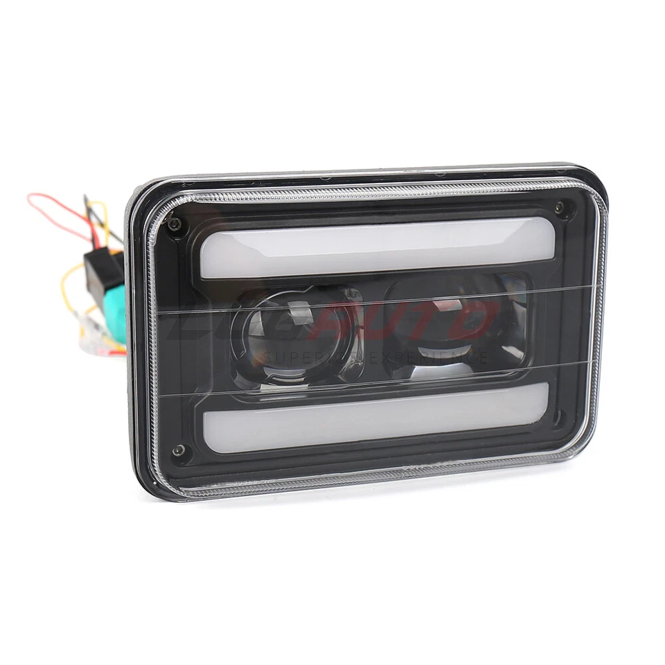 For Ford Probe Buick Regal 4x6 Inch LED Headlights High Low Beam Turn Signal DRL - Image 4 of 4