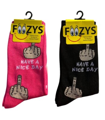 Middle Finger Have a Nice Day Flip Off Bird Hand Sarcasm 2 Pairs  Women's Socks
