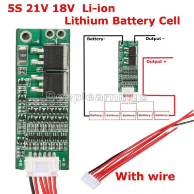5S 15A BMS Protection PCB Board For 5 Packs 18650 Li-ion Lithium Battery Cell F