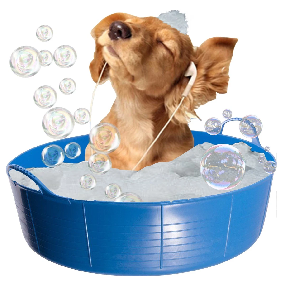 BLUE DOG BATH DOG PADDLING POOL DOGGY POOL FLEXI SHALLOW 35L TUBTRUG PET