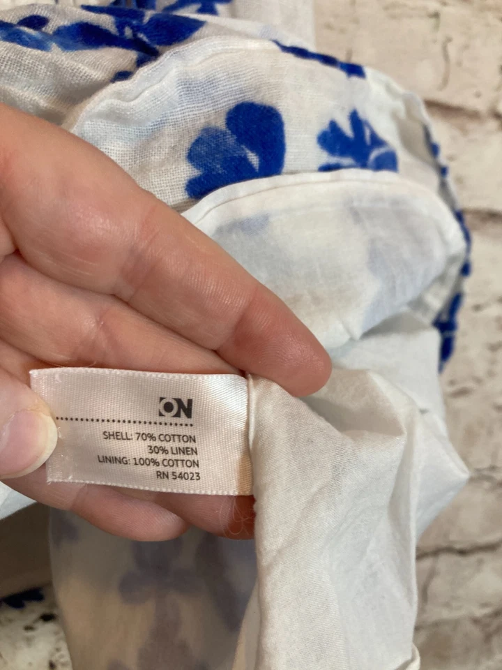 Винтажный старый темно-синий Babydoll верхний женщин средний льняной кобальт цветочный женский со складками - Изображение 2 из 4