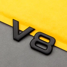 3D Black Metal Rear Trunk V8 Engine Badge Car Fender Side Emblem Sticker Decal