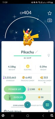 Shiny Pikachu ( Holiday Attire ) Pokemon Ultra Friends/ Registered Go
