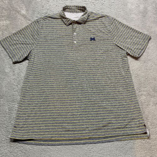 Johnnie O Polo Shirt Michigan L Gray Yellow Mens XL Lightweight Golf