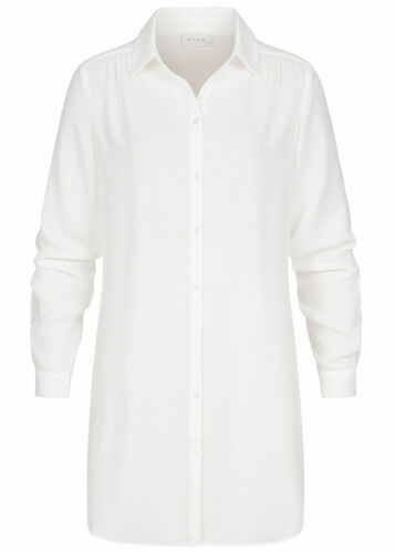 Women's Vila Blouse Long Sleeve Long Shirt Button Down Loose Cut White B21083923	 - Picture 1 of 4