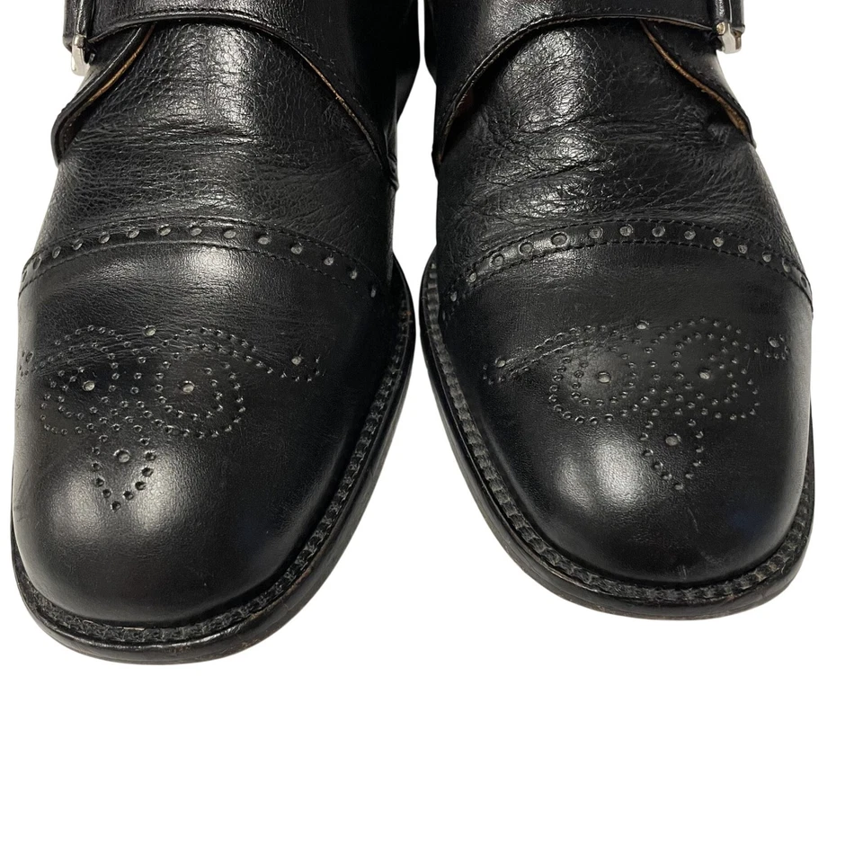 Винтажный Mario Calugi Италии мужчин из черной кожи монах ремень платье обуви пряжка мокасины - Изображение 4 из 4