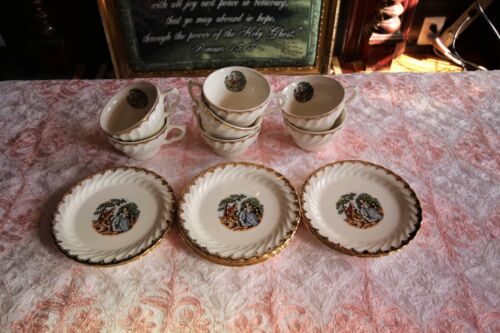 Vaisselle royale chinoise garantie 22 carats - ensemble tasse et soucoupes charme colonial en or  - Photo 1/12