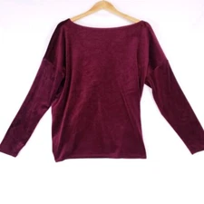 Fashion Nova Burgundy Velvet Twist Knot Back Top Size S Long Sleeve Boho Chic