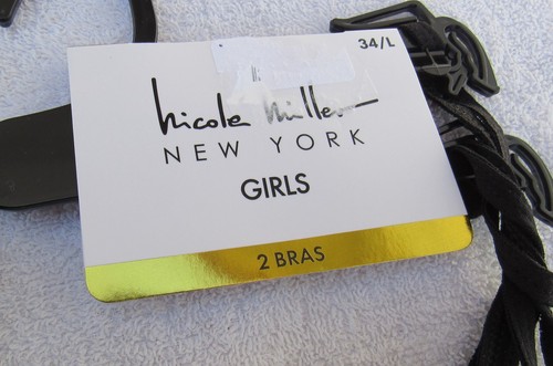 NWT Nicole Miller for GIRLS Set of 2 Soft Cup Black / White BRAS Med 32 OR Lg 34 - Picture 5 of 5