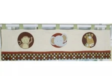 Geenny Animal Scholar Brown Blue Multi Nursery Curtain Valance Nwop
