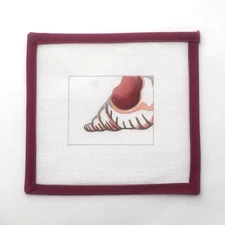 Handpainted Needlepoint Canvas Seashell Orange Brown Ocean Spiral 18 Mesh