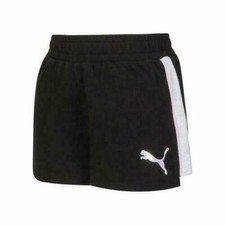 Puma Girl's Active Casual Cotton Blend Logo Black Shorts Large