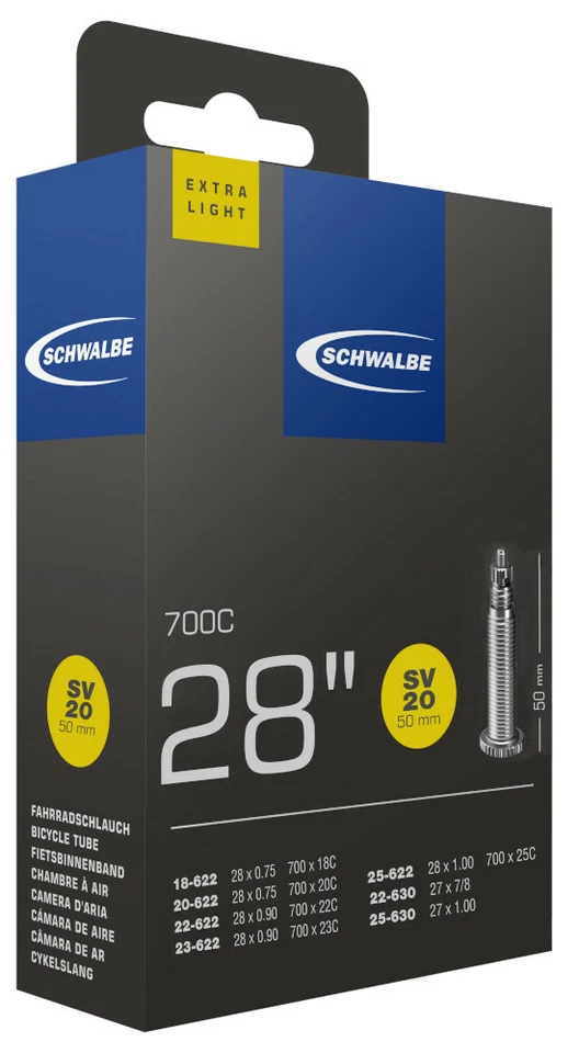 Schwalbe Sv 20 Valve Sclaverand 50 MM Chambre à Air Vélo 28 " Durite Léger - Photo 1/1
