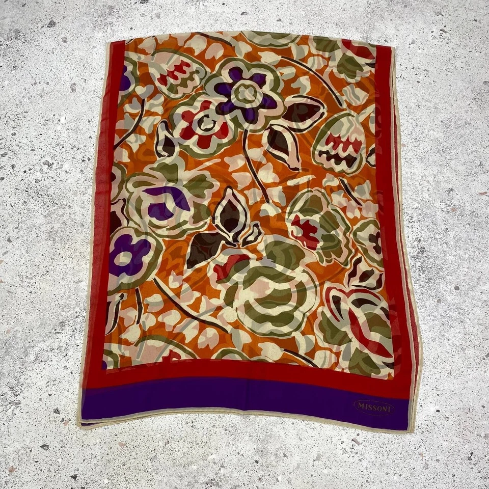 Bufanda Oblonga Missoni Multicolor Arándano Floral Seda Foto 4 de 4