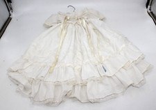 Vintage Newborn Communion Baby Dress Ruffles White Lace Full Circle Tiny Doll