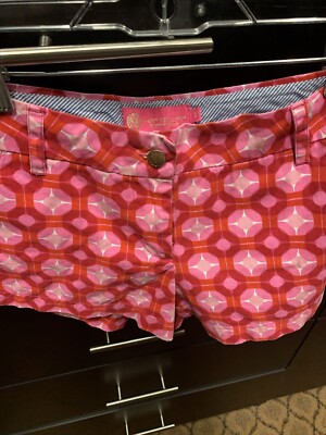 Macbeth Collection Red Pink Circles Geometric Chino Shorts Size Small