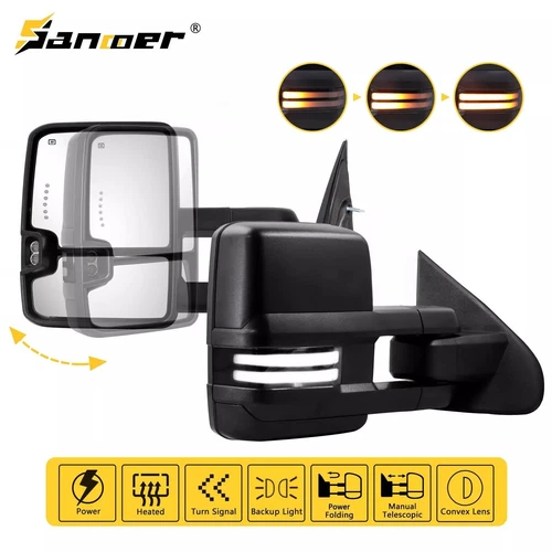 Switchback Tow Mirrors Power Fold For 2015-2019 Silverado Sierra 2500HD 3500HD