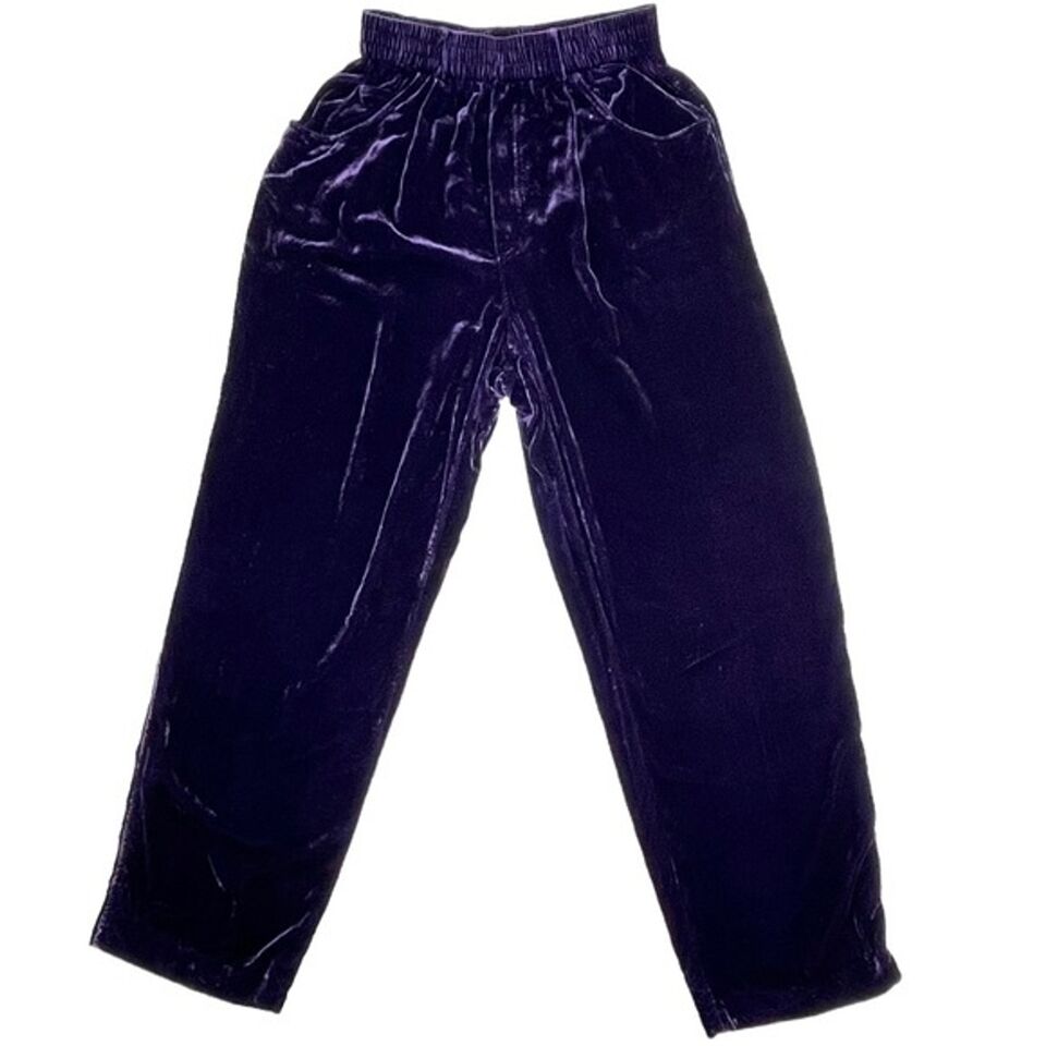 Crushed Velvet Pants Tapered Flowy Purple Rayon Silk Gorgeous Artsy Art ...