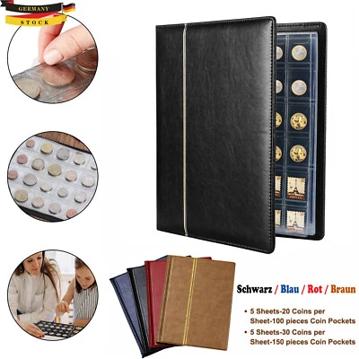 MARKENLOS Münzenalbum Münzalbum Münzen Sammelalbum 250 Taschen 2 Euro Münzen Aufbewahrung