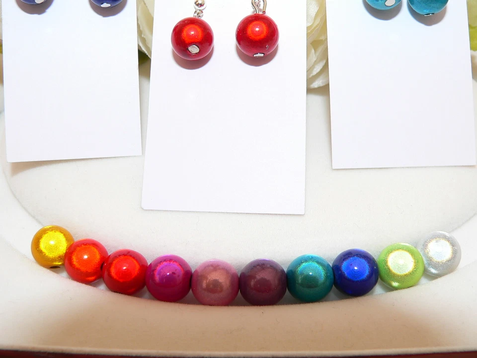 Ohrringe Hänger 1 Paar Miracle glanz Perlen 10 mm Auswahl Farben Verschluss 151. - Bild 3 von 4