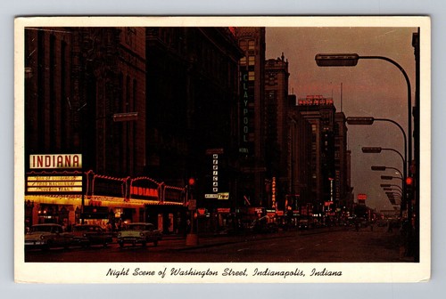 Indianapolis IN-Indiana, Washington Street, Antique, Vintage c1962 Postcard