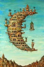 Salvador Dali Living on The Moon Decorative Painting Wall Art Print