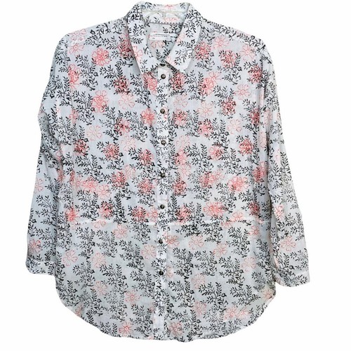 Camicia Anthropologie Incantata oversize cotone panna floreale con bottoni XS - Foto 3 di 12