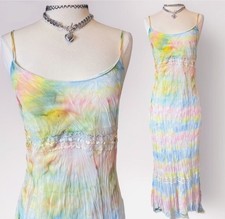 Vintage Pastel Babydoll Maxi Asymmetrical Multicolor Fairy Romantic Coquette 90s