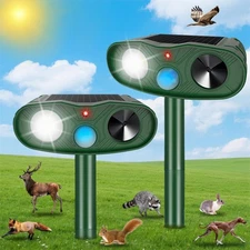 2Pack Ultrasonic Animal Repellent Outdoor Deer Repellent Devices,Solar Rabbit...